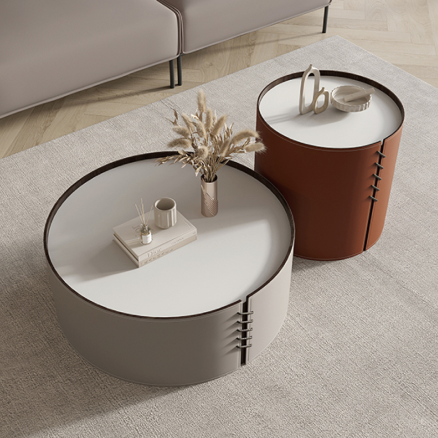 法頌馬鞍皮茶几組