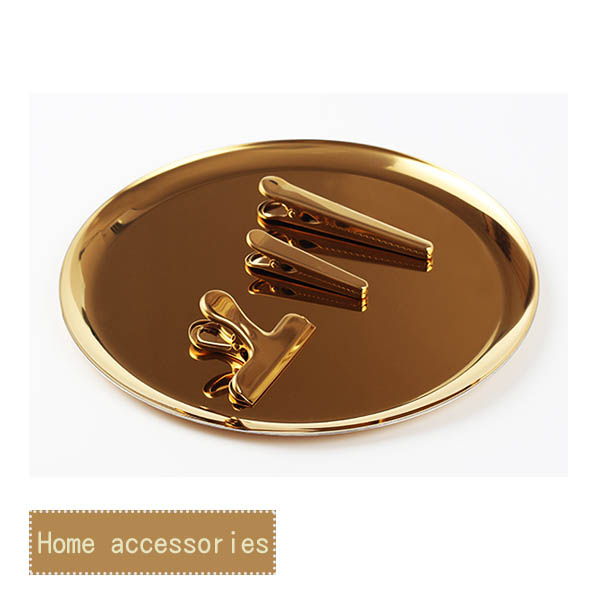 鍍金圓型托盤水果盤