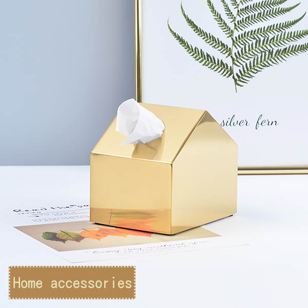 鍍金小房子面紙盒